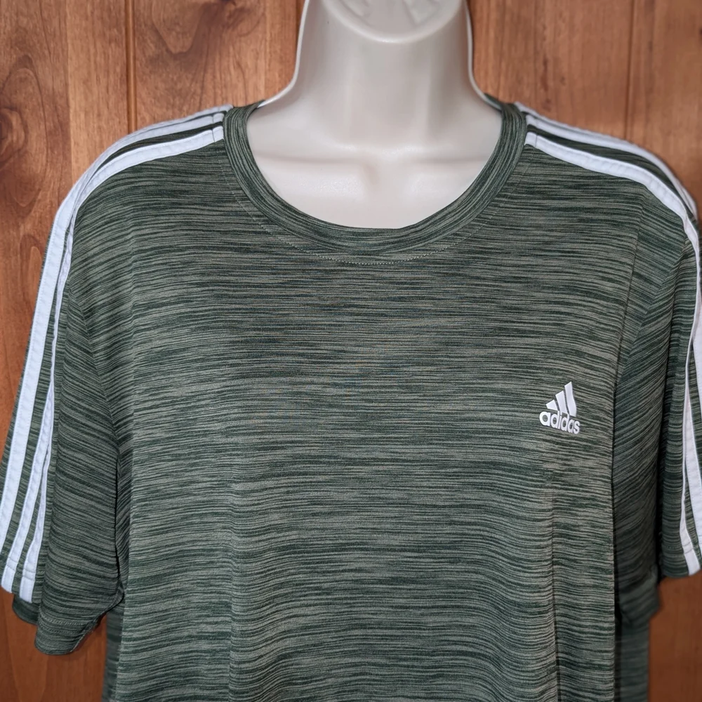 Adidas Men's Green‎ Striped Shirt